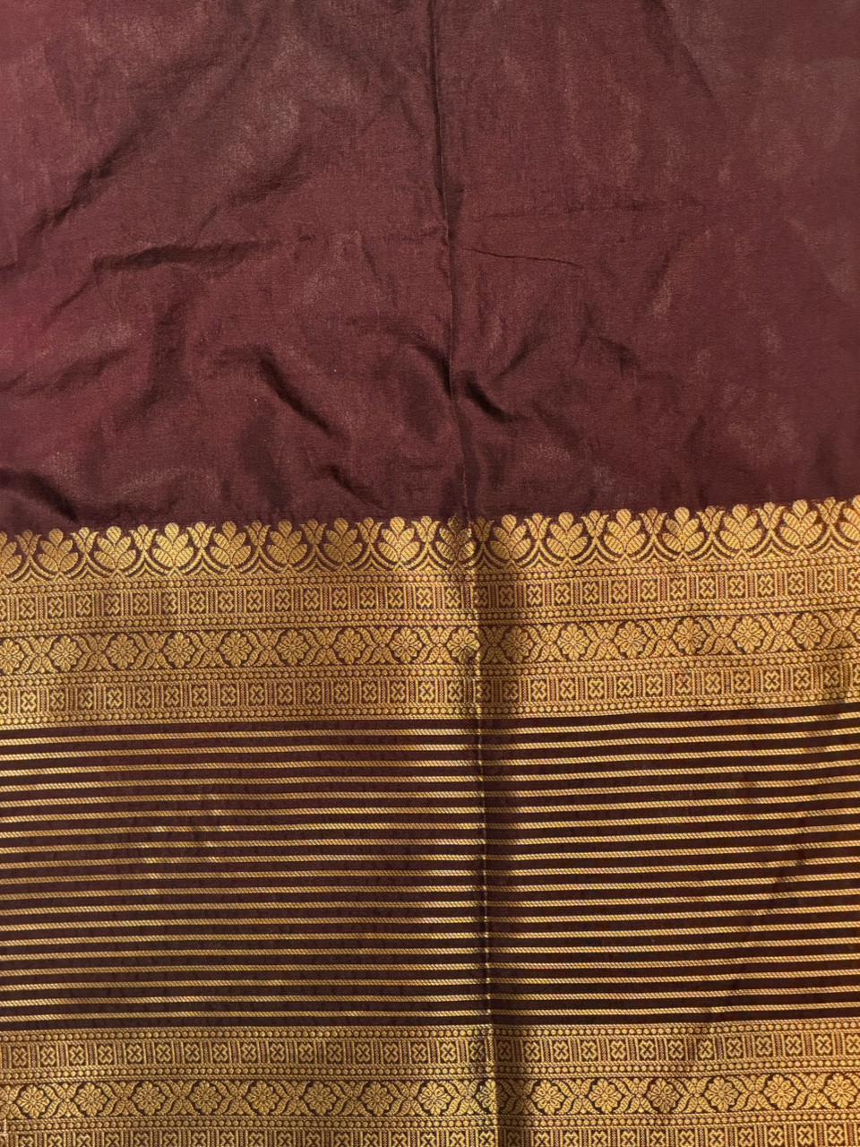 Deep Brown Crepe silk saree- GAL11F