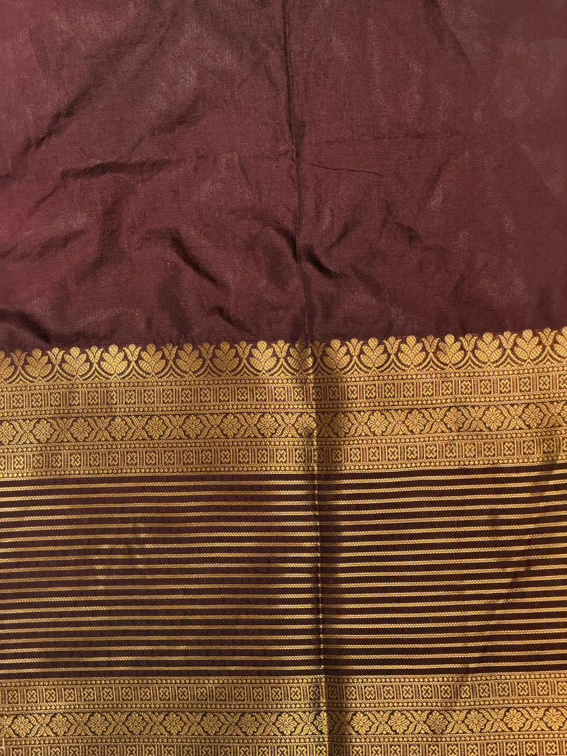 Deep Brown Crepe silk saree- GAL11F