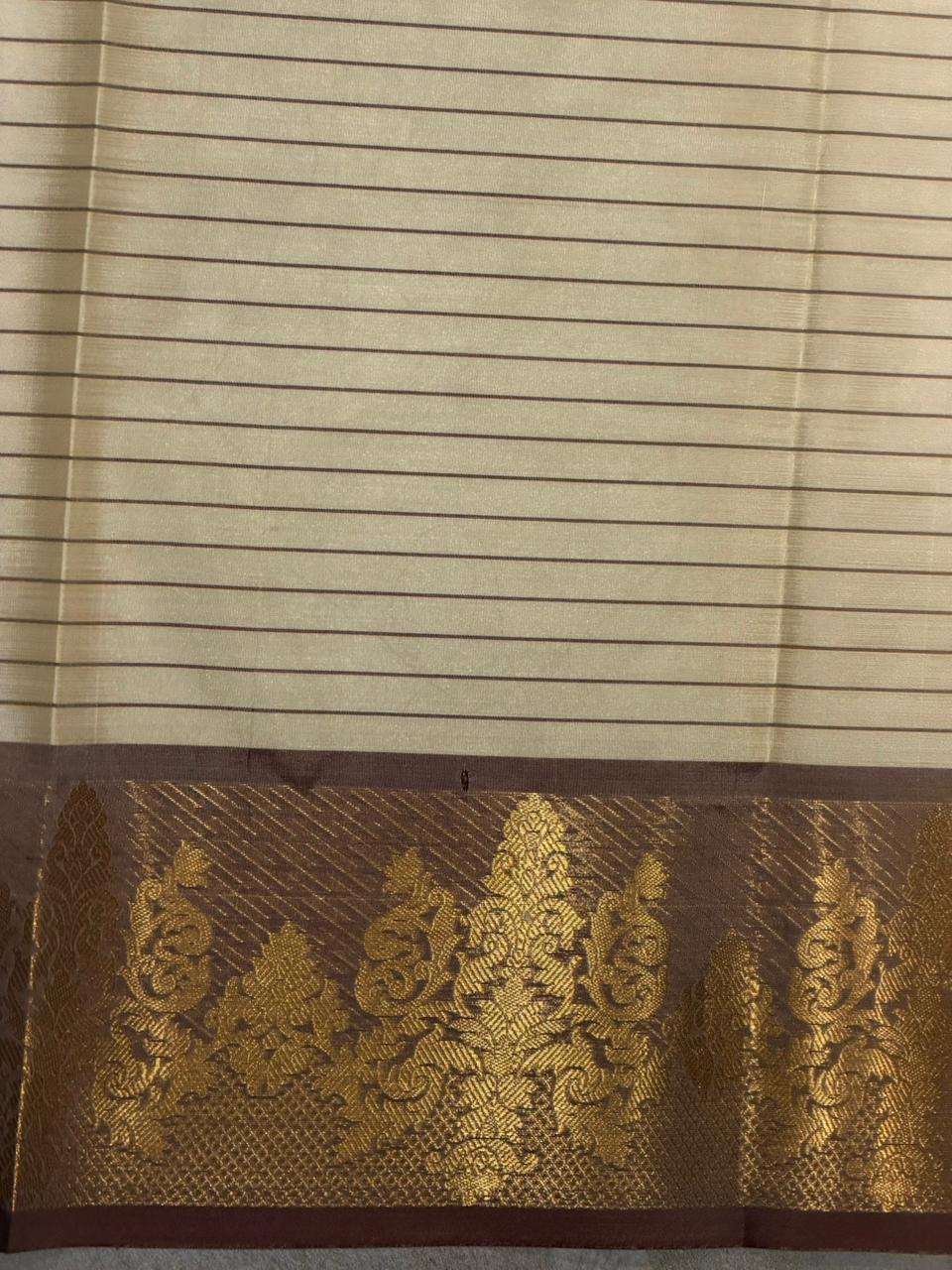Beige and maroon banarasi silk  saree -LZ9