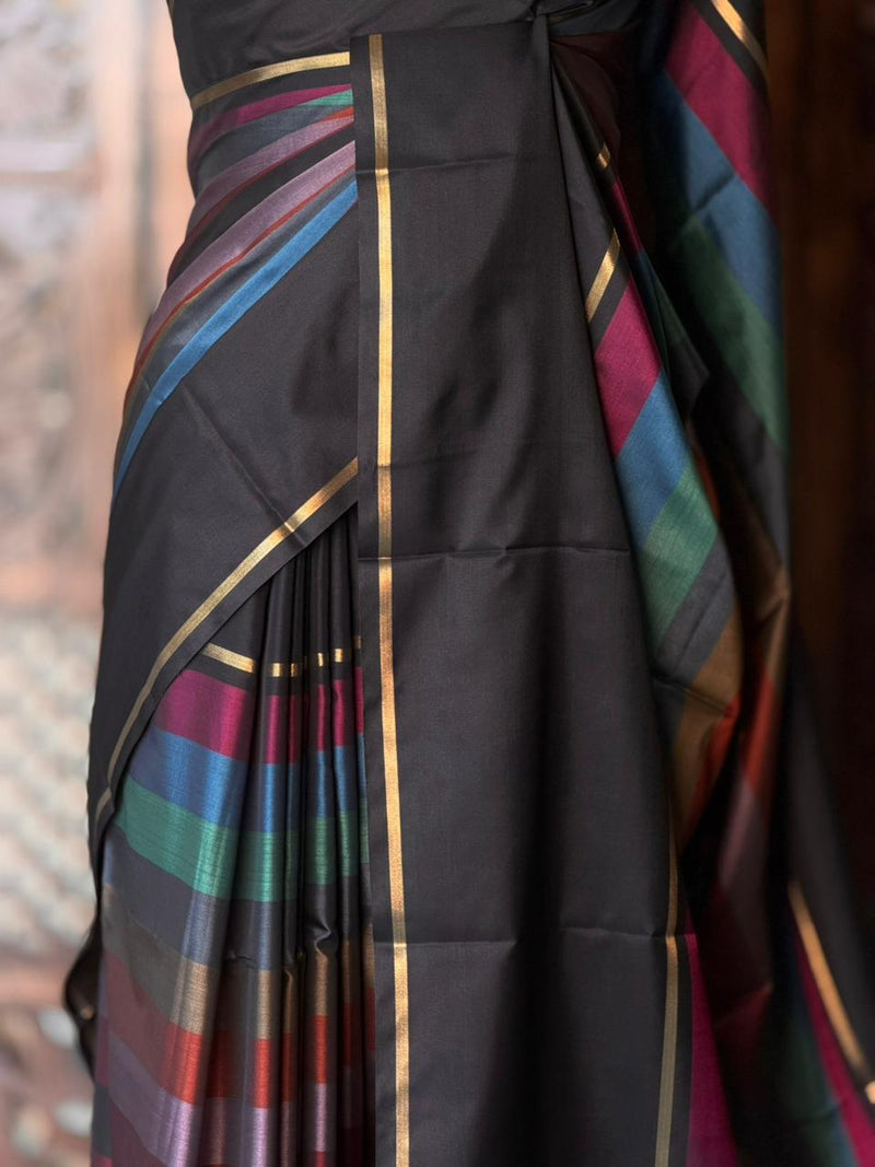 Black Semi banarasi silk saree - PIH90