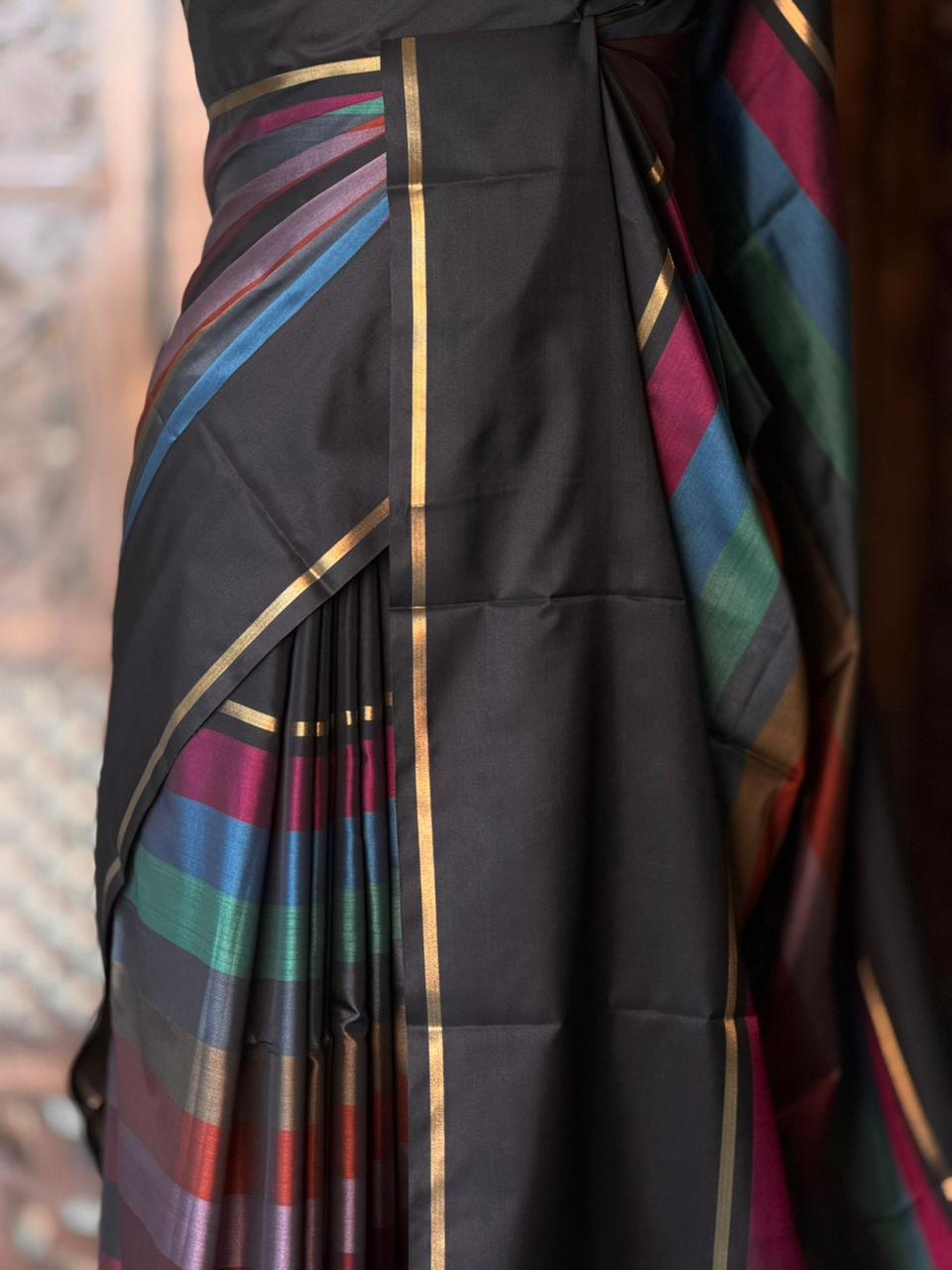 Black Semi banarasi silk saree - PIH90