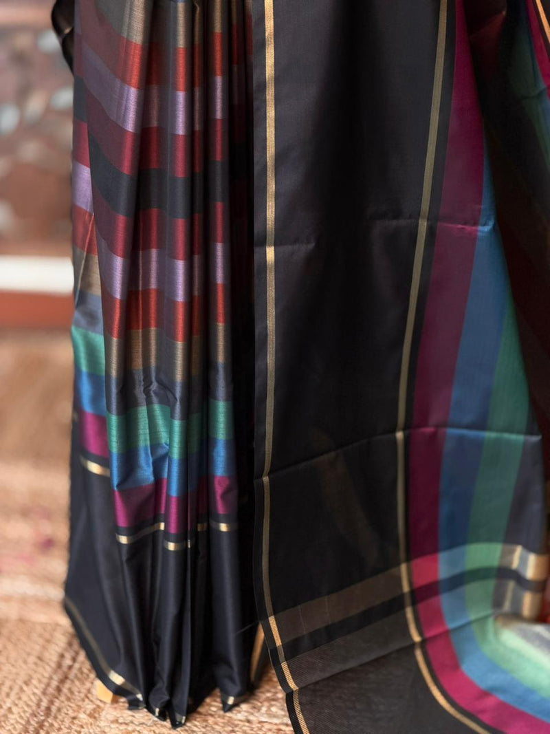 Black Semi banarasi silk saree - PIH90