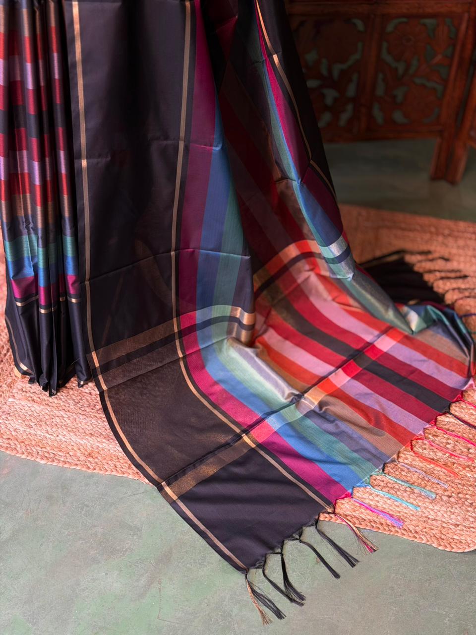 Black Semi banarasi silk saree - PIH90