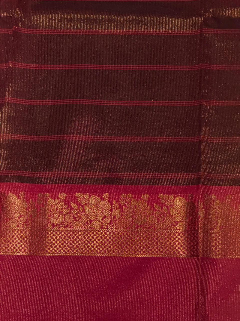 Black and magenta Semi banarasi silk saree - PIH89