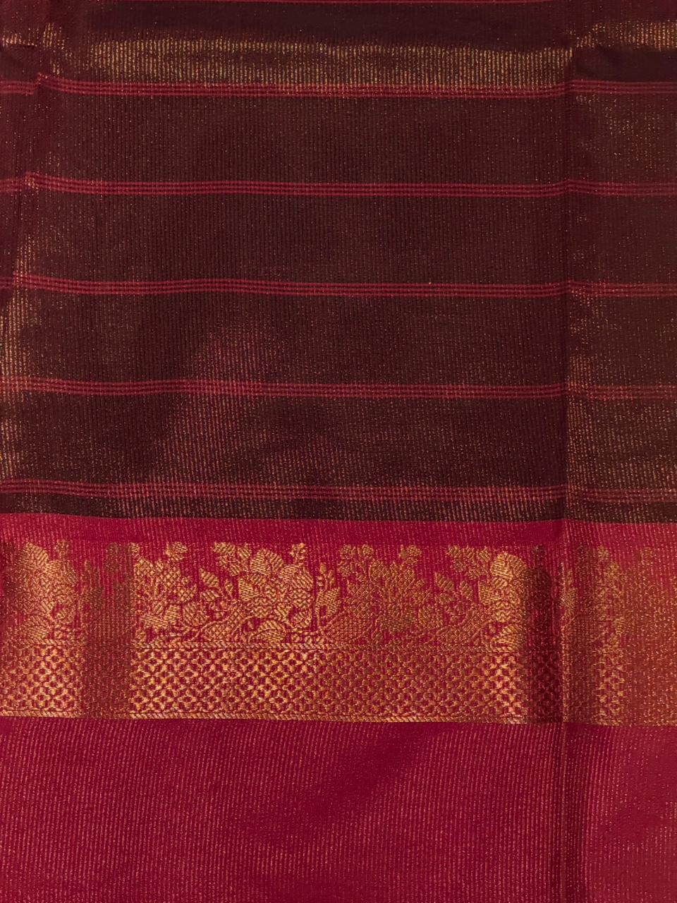 Black and magenta Semi banarasi silk saree - PIH89