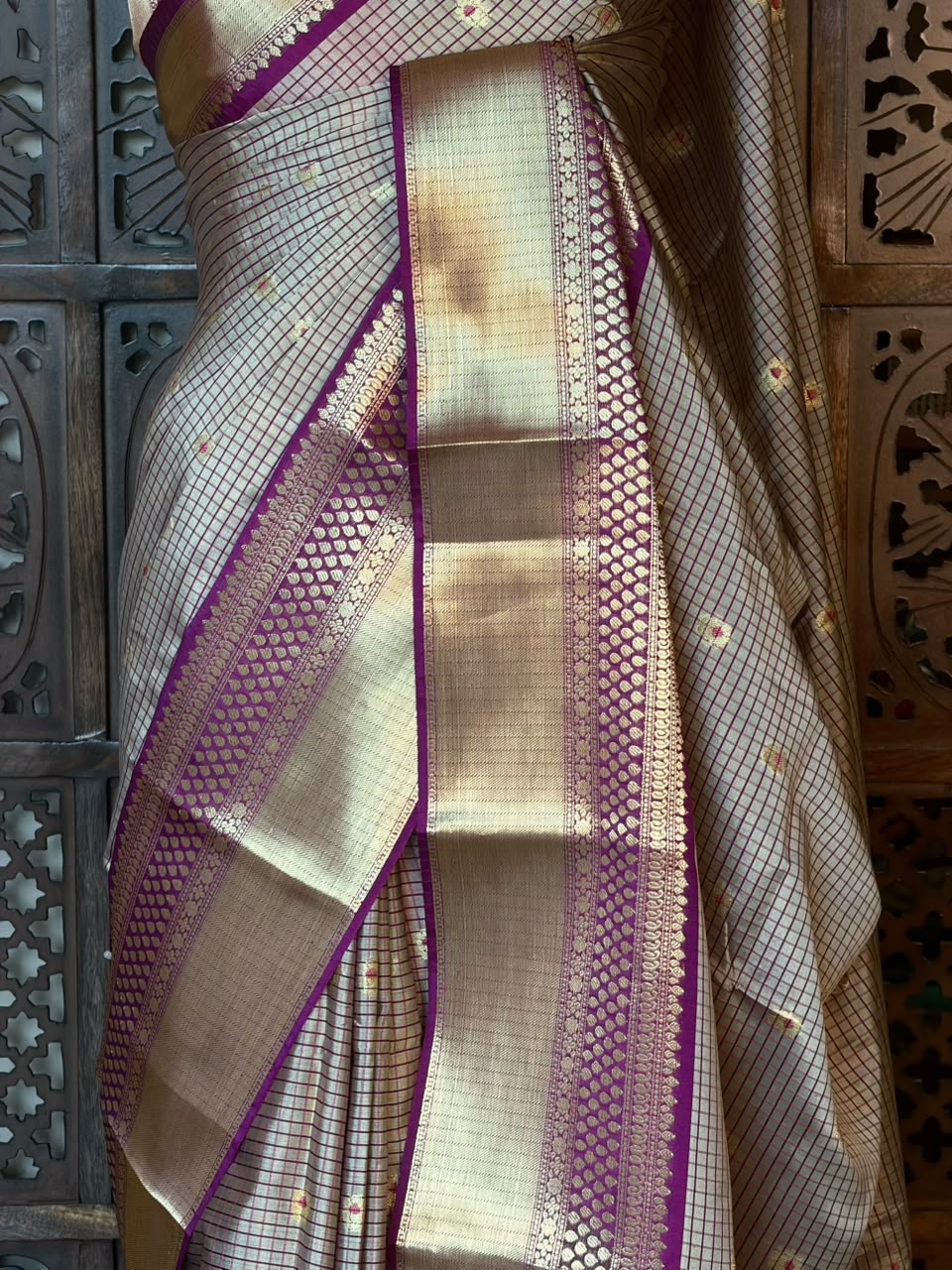 Nude Shade Semi banarasi silk  saree -PFAZ4