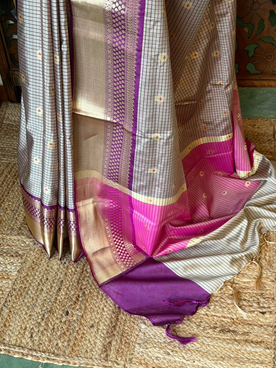 Nude Shade Semi banarasi silk  saree -PFAZ4