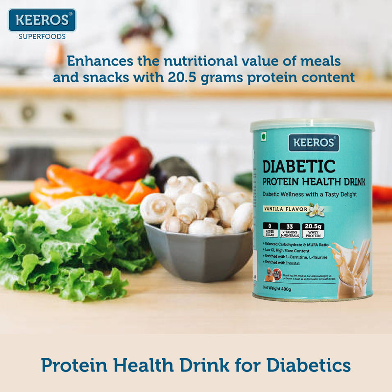 Keeros DiabStrong: Daily Protein Nutrition Drink for Better Diabetes Management |No Added Sugar| High Protein with 33 Vitamins & Minerals|One Box= 25 days of Nutrition, Sugar Control & Energy| Delicious Chocolate Flavor |