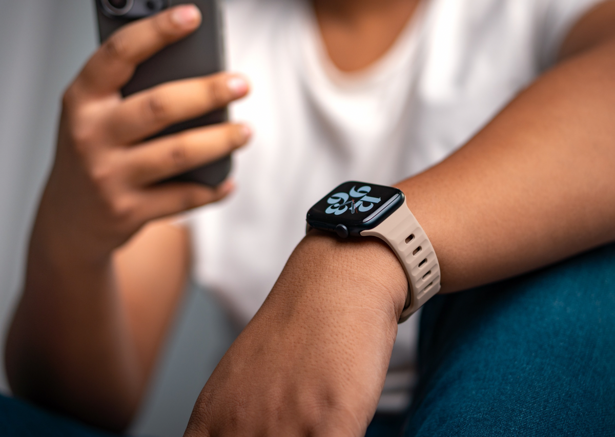 Pale Taupe Brown Rugged Silicone Apple Watch Band with Pin & Tuck Closure.