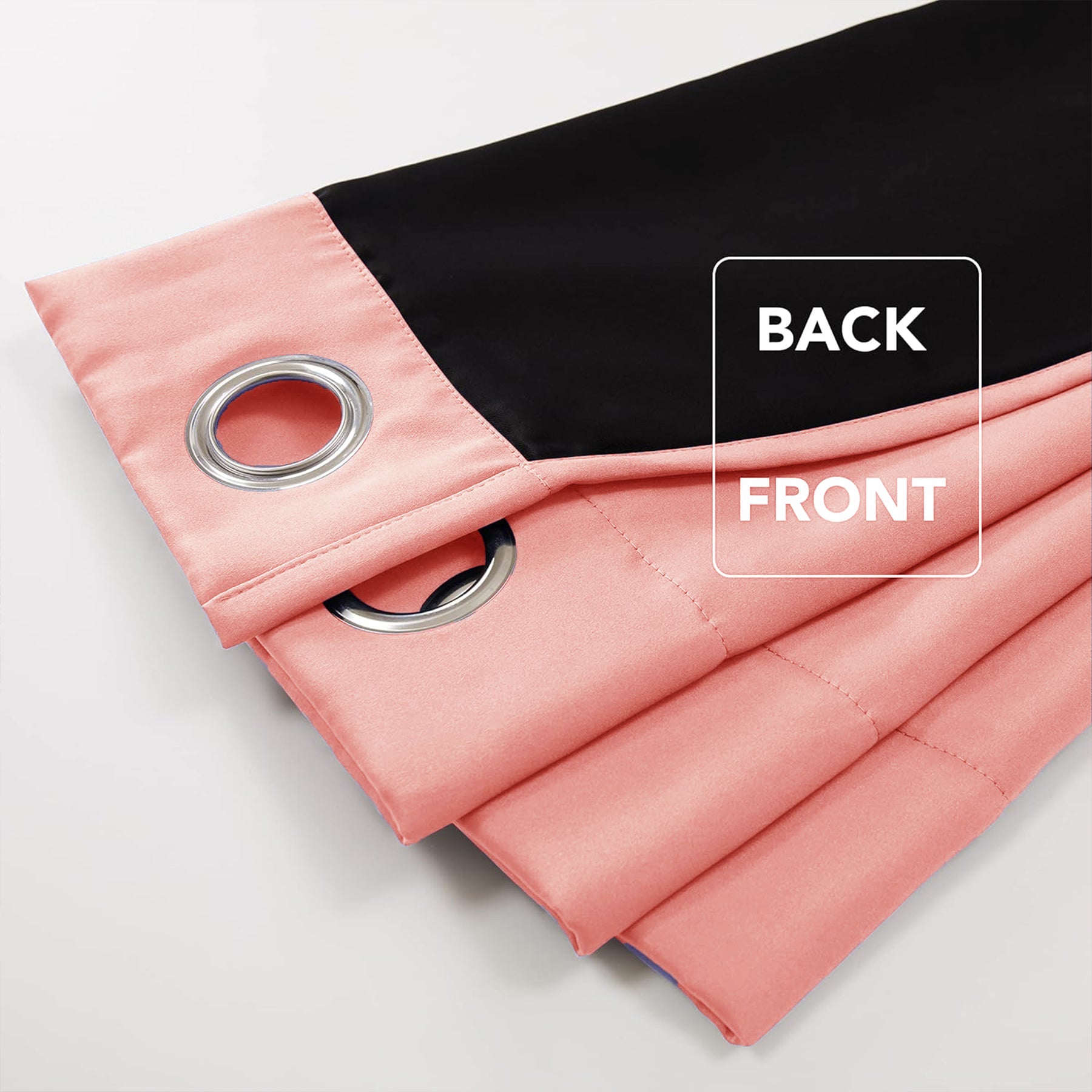 Fort Essential - Black Backing Solid Blackout Curtain (Peach)-3