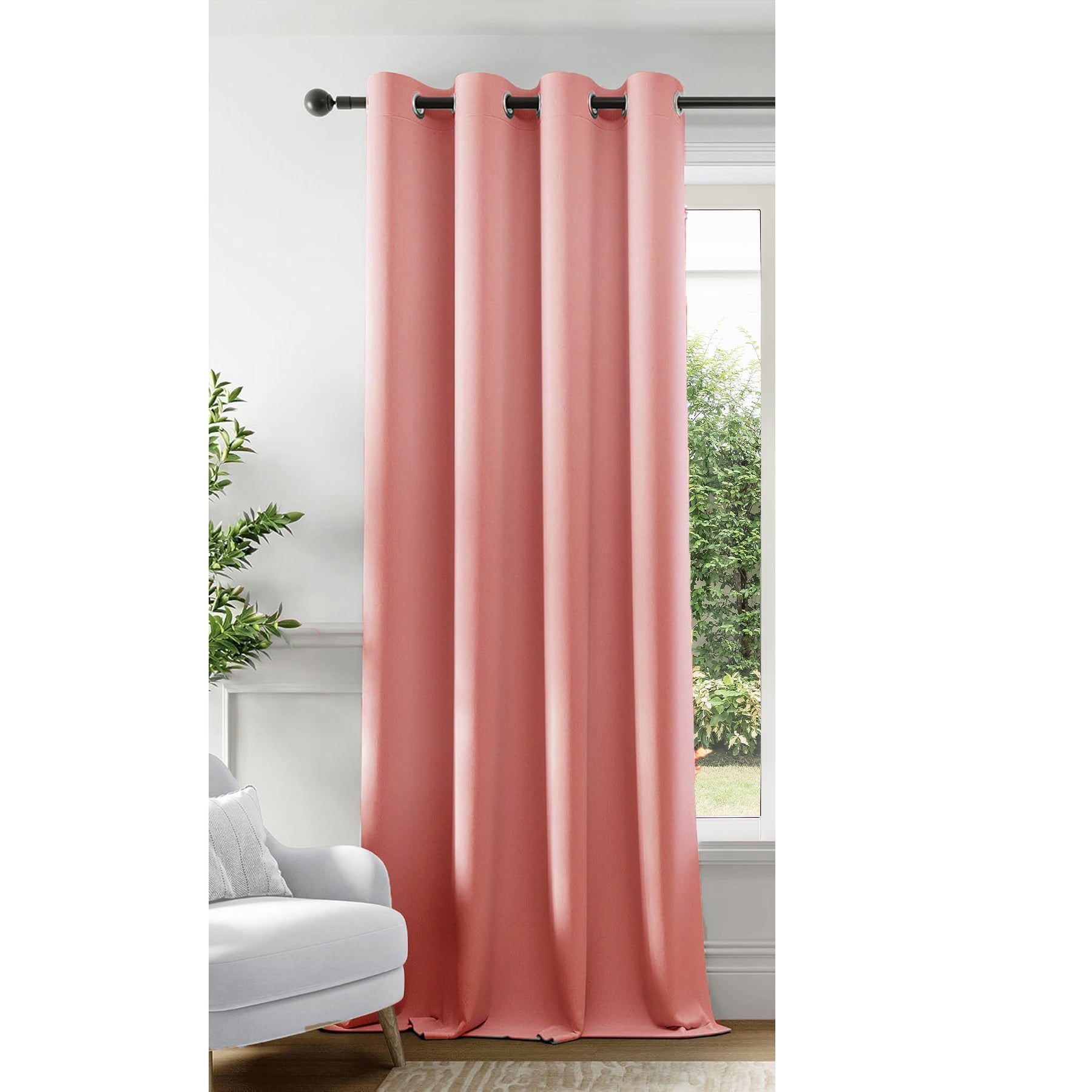 Fort Essential - Black Backing Solid Blackout Curtain (Peach)-5