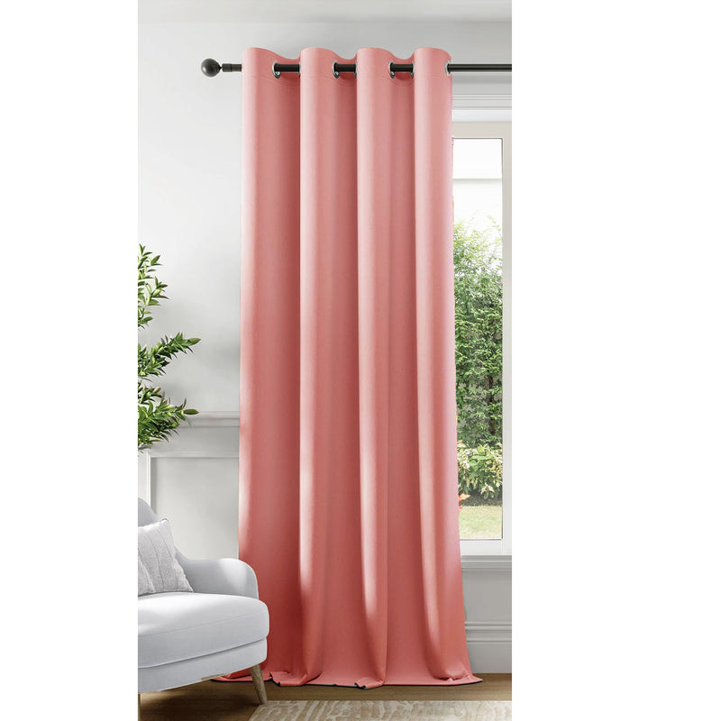 Fort Essential - Black Backing Solid Blackout Curtain (Peach)-5