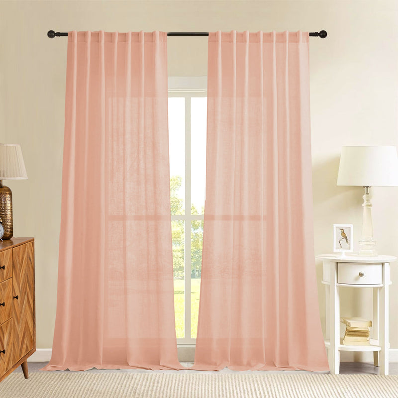 Fort Absolute - Back Tab Sheer Curtain (Peach)-1