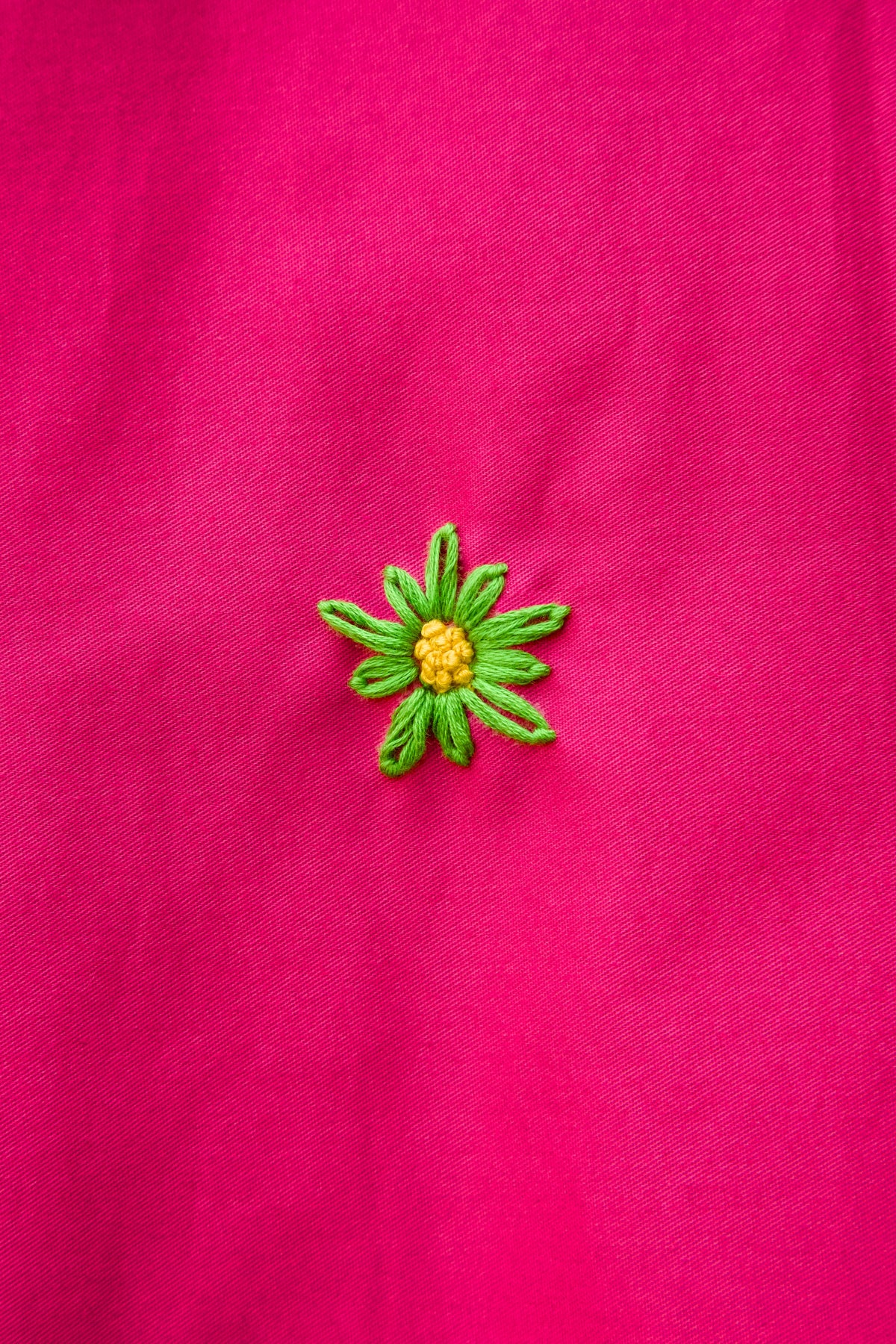 Pink Flower Embroidered Cotton Dress