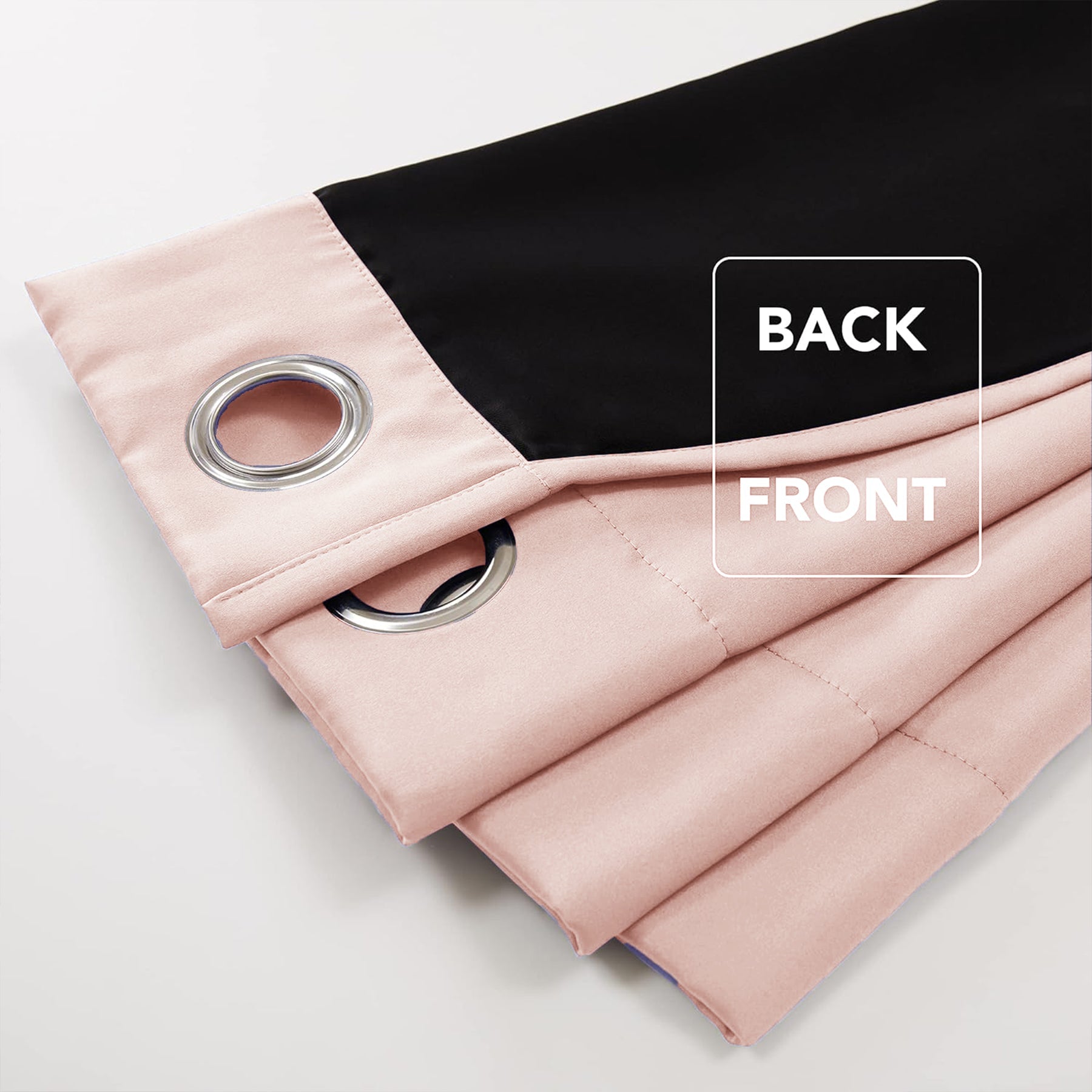 Fort Essential - Black Backing Solid Blackout Curtain (Pink)-3