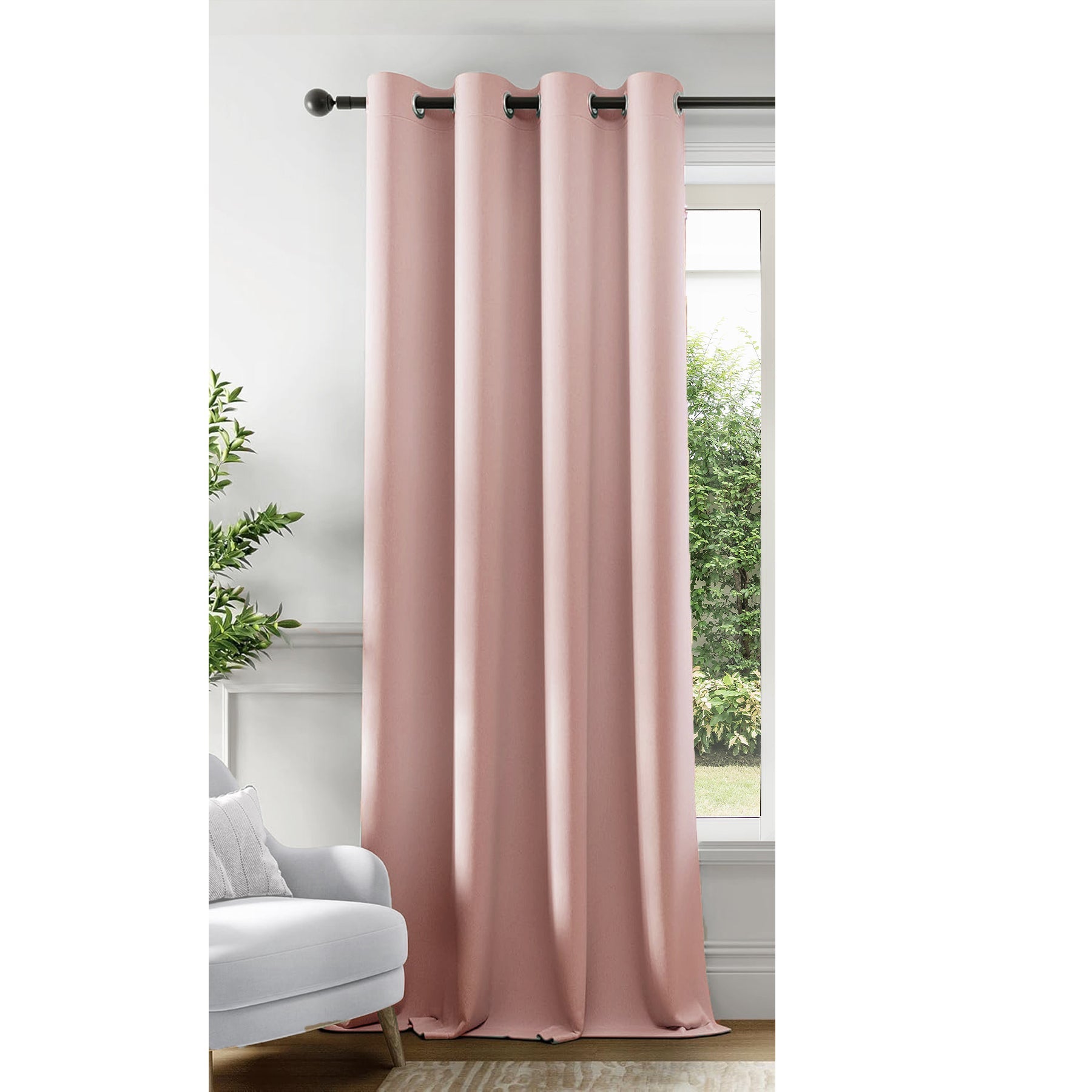 Fort Essential - Black Backing Solid Blackout Curtain (Pink)-5