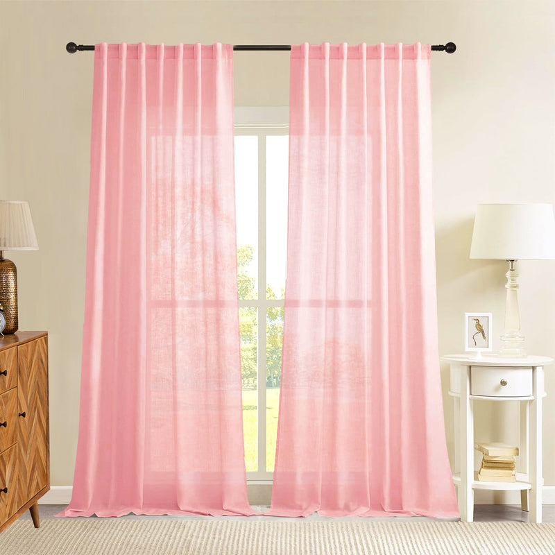 Fort Absolute - Back Tab Solid Sheer Curtain (Pink)-1