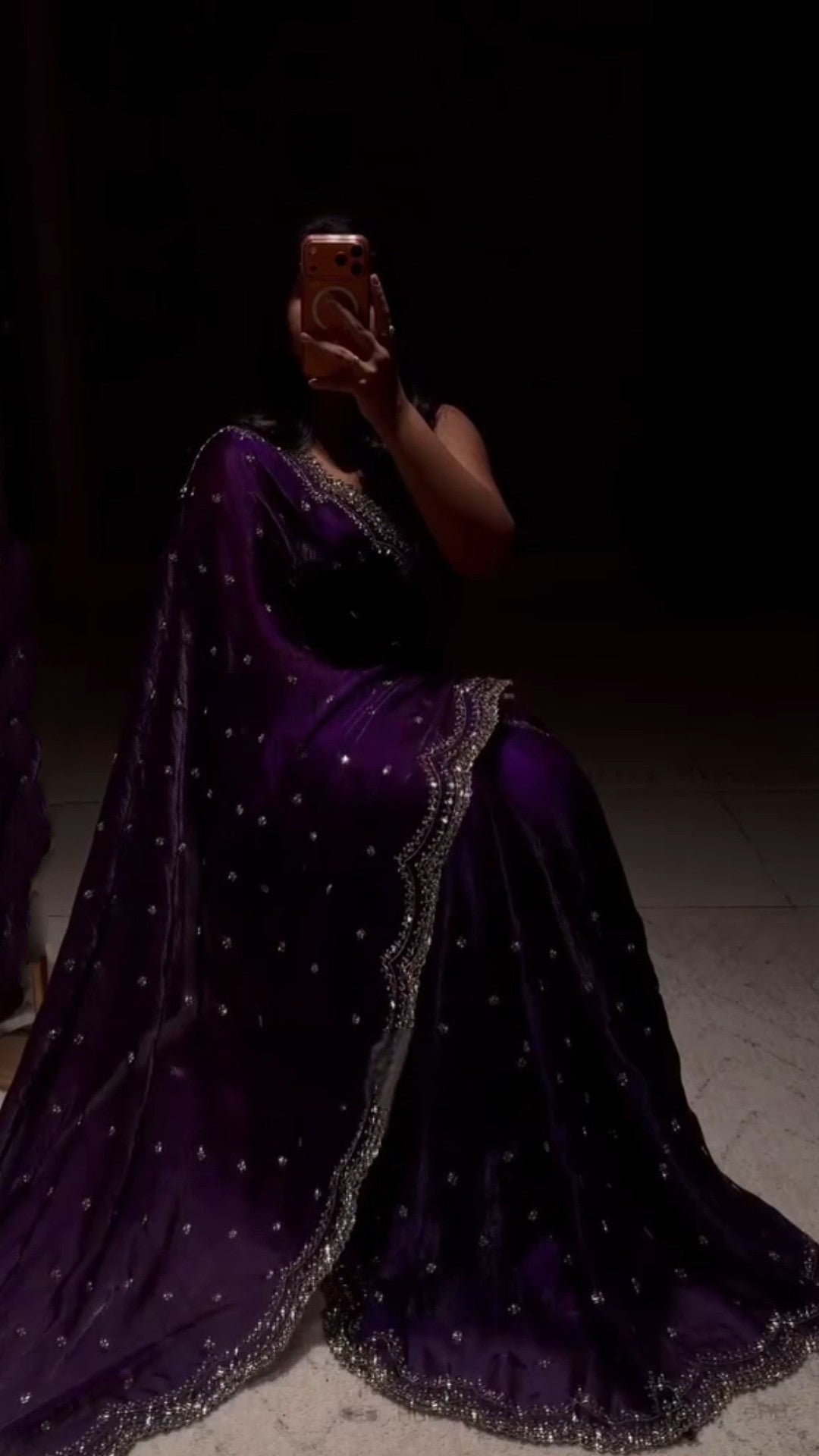 Pop Purple Cutdana, Sequence & Zari Work Saree