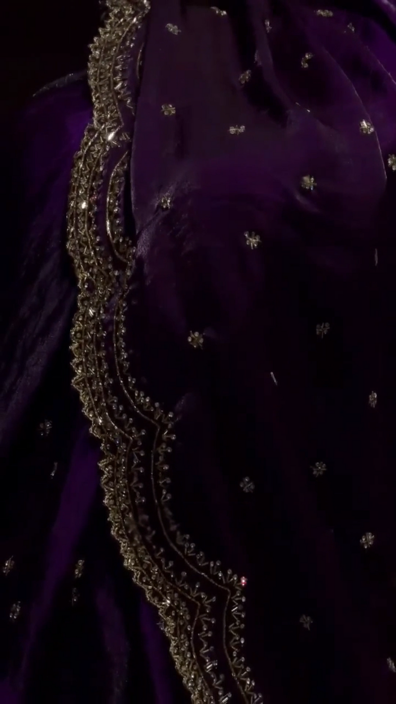 Pop Purple Cutdana, Sequence & Zari Work Saree
