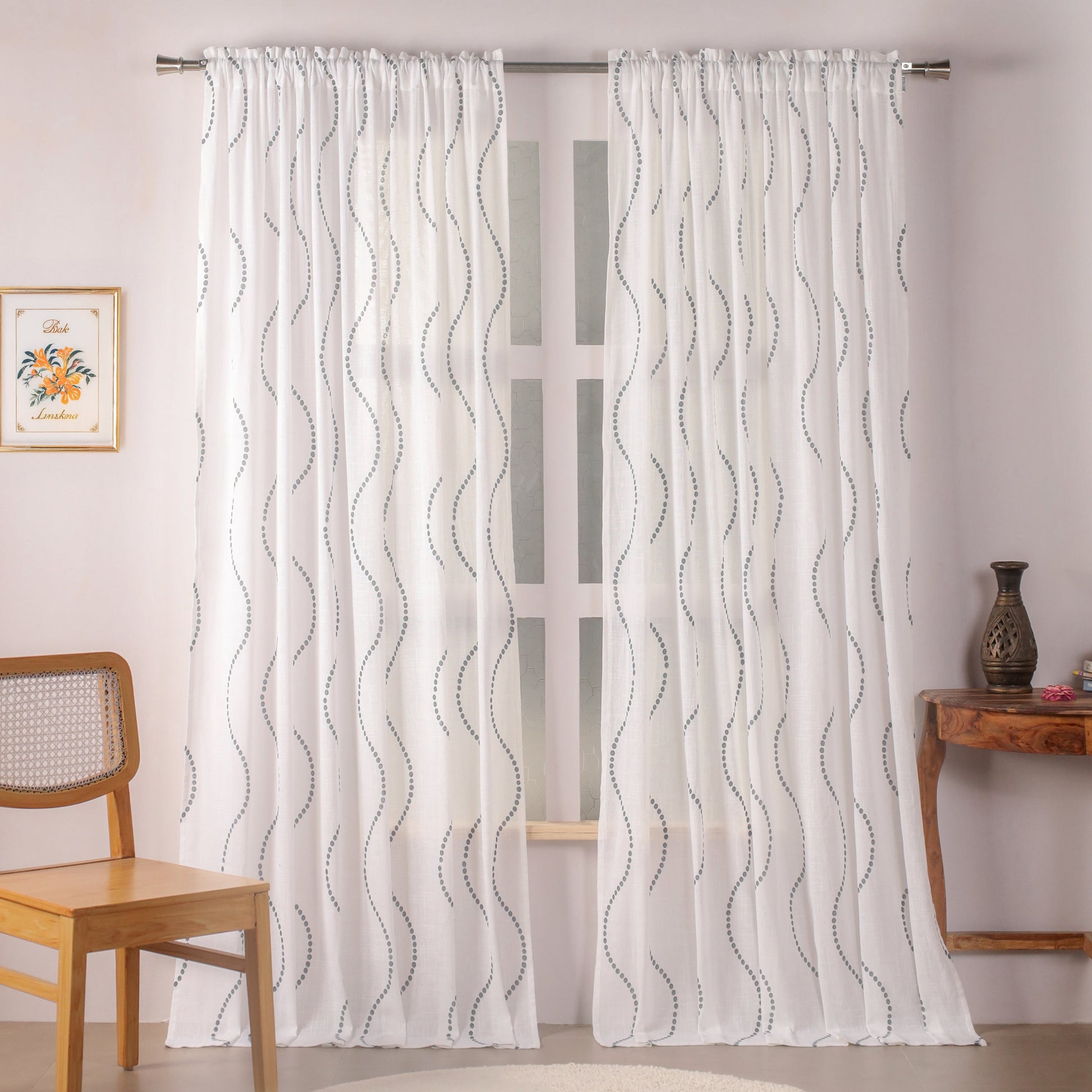 Imprimer Wavy Rhythm - Sheer Curtain Rod Pocket-1