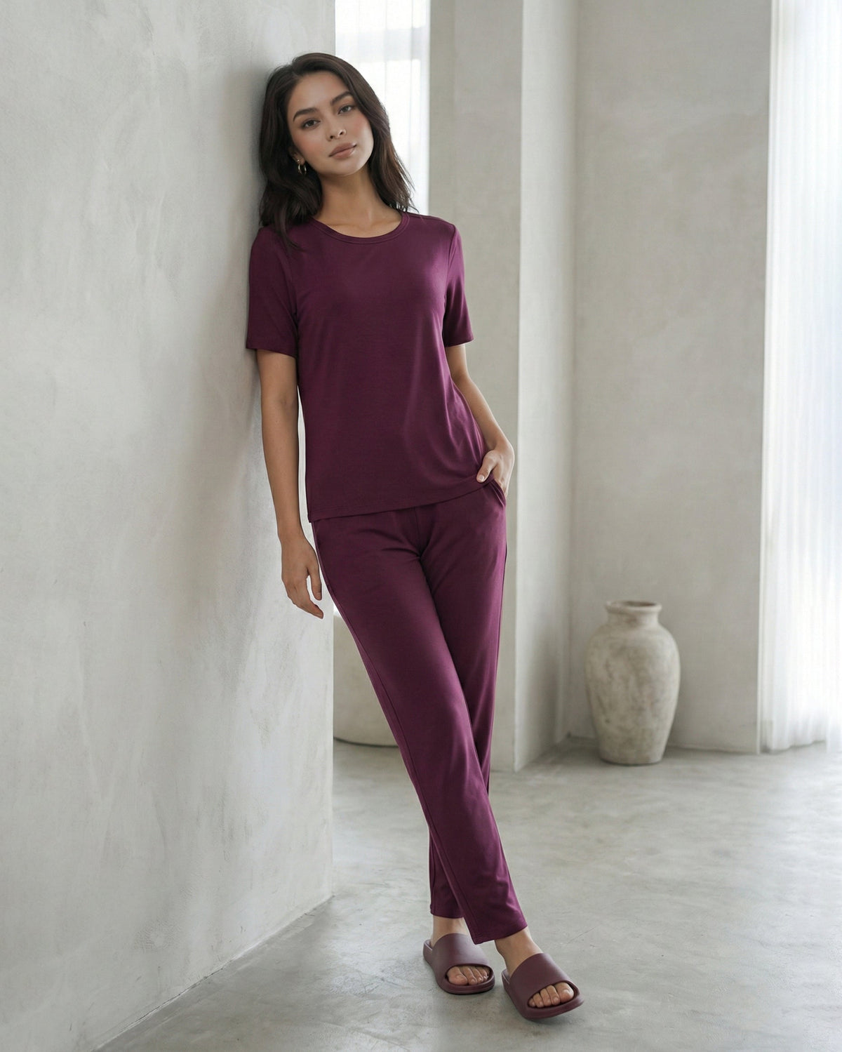 Pearle Bamboo Pant  (Purple Plum)