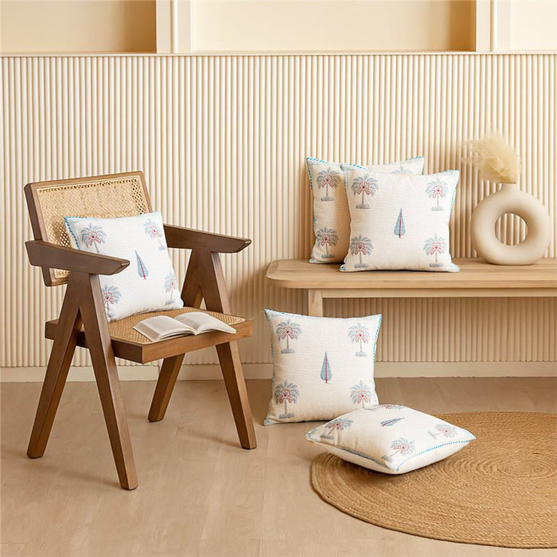 Ombre Lupine - Hand Block Print Quilted Cushion Cover (Blue)-5