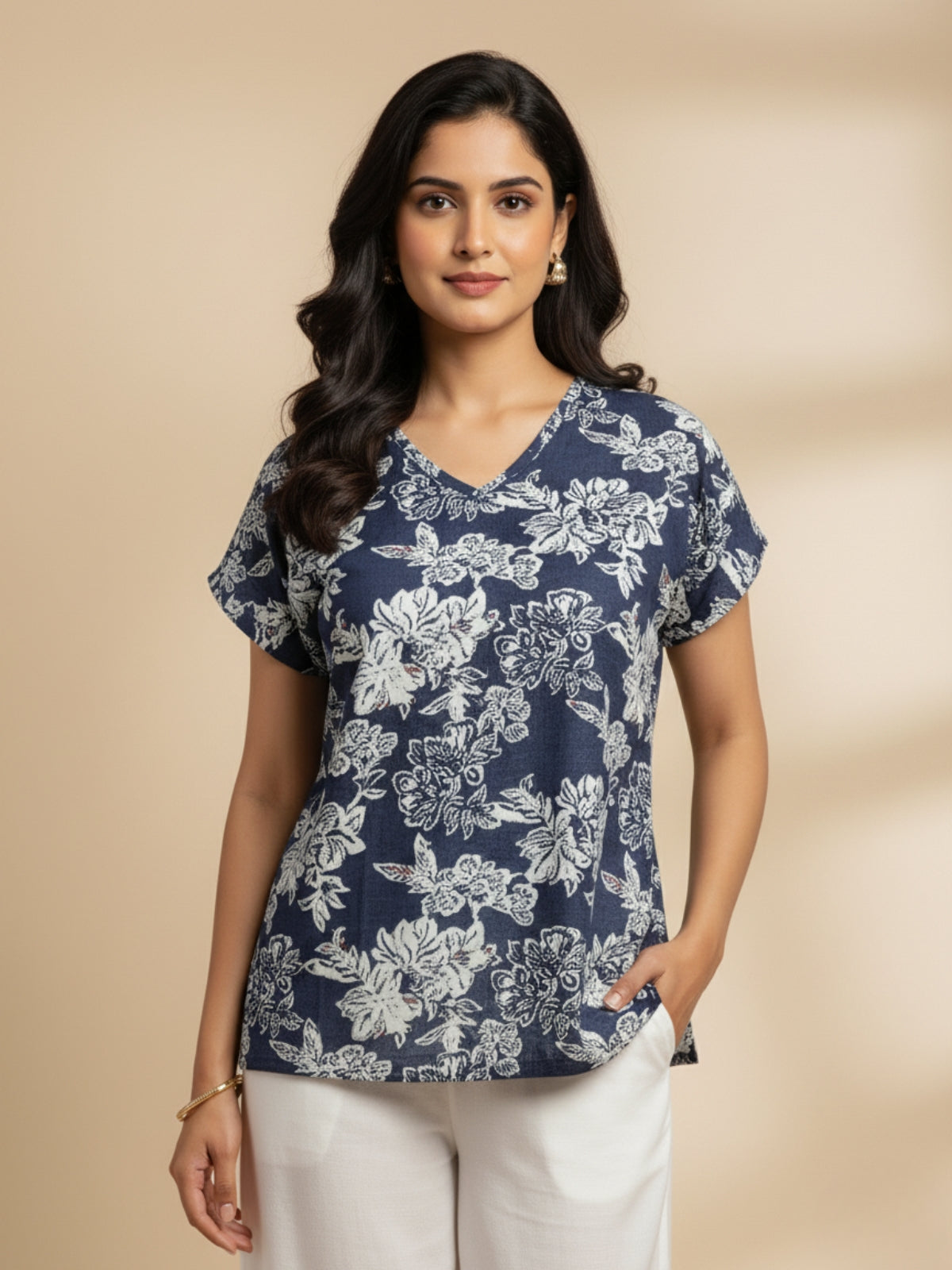 Pack Of 2 Womens Dark Grey And Grey Airy Linen Cotton Printed Tops