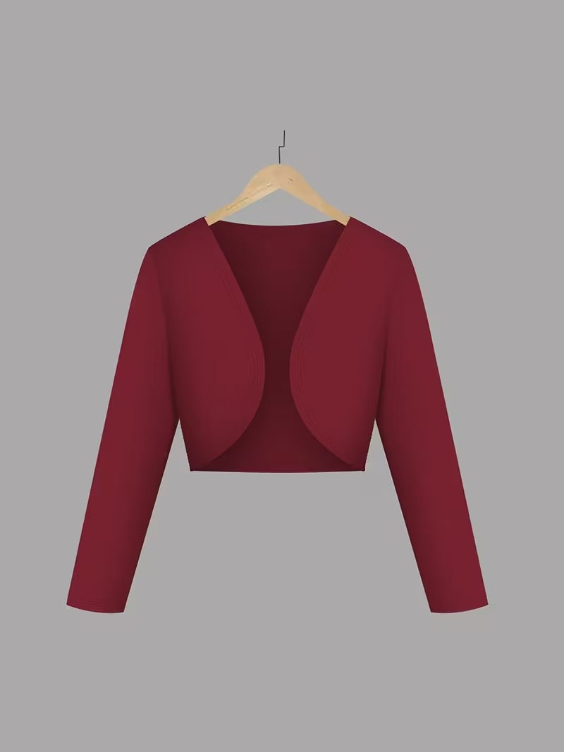 Amara Floral Midi Dress with Shrug | Maroon Cardigan Jacket with Floral Suspender Dress Set