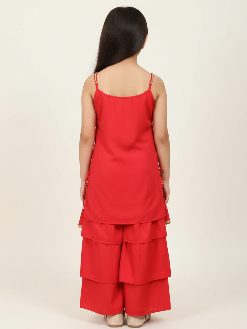 Scarlet Drape Red Kids' Top & Pant Set