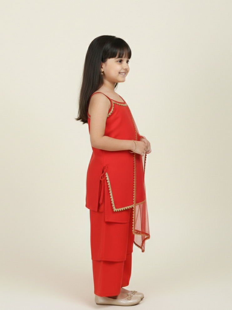 Scarlet Drape Red Kids' Top & Pant Set