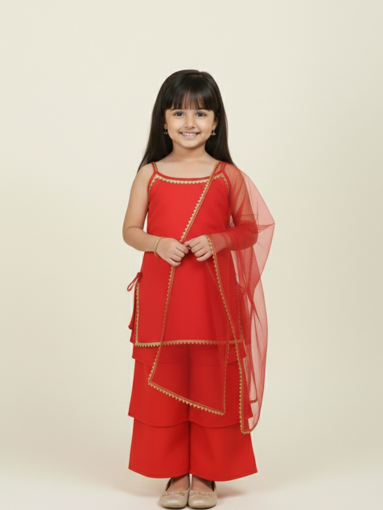 Scarlet Drape Red Kids' Top & Pant Set