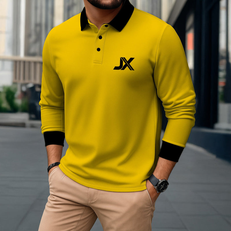 YELLOW SLEEVE POLO NECK T-SHIRT