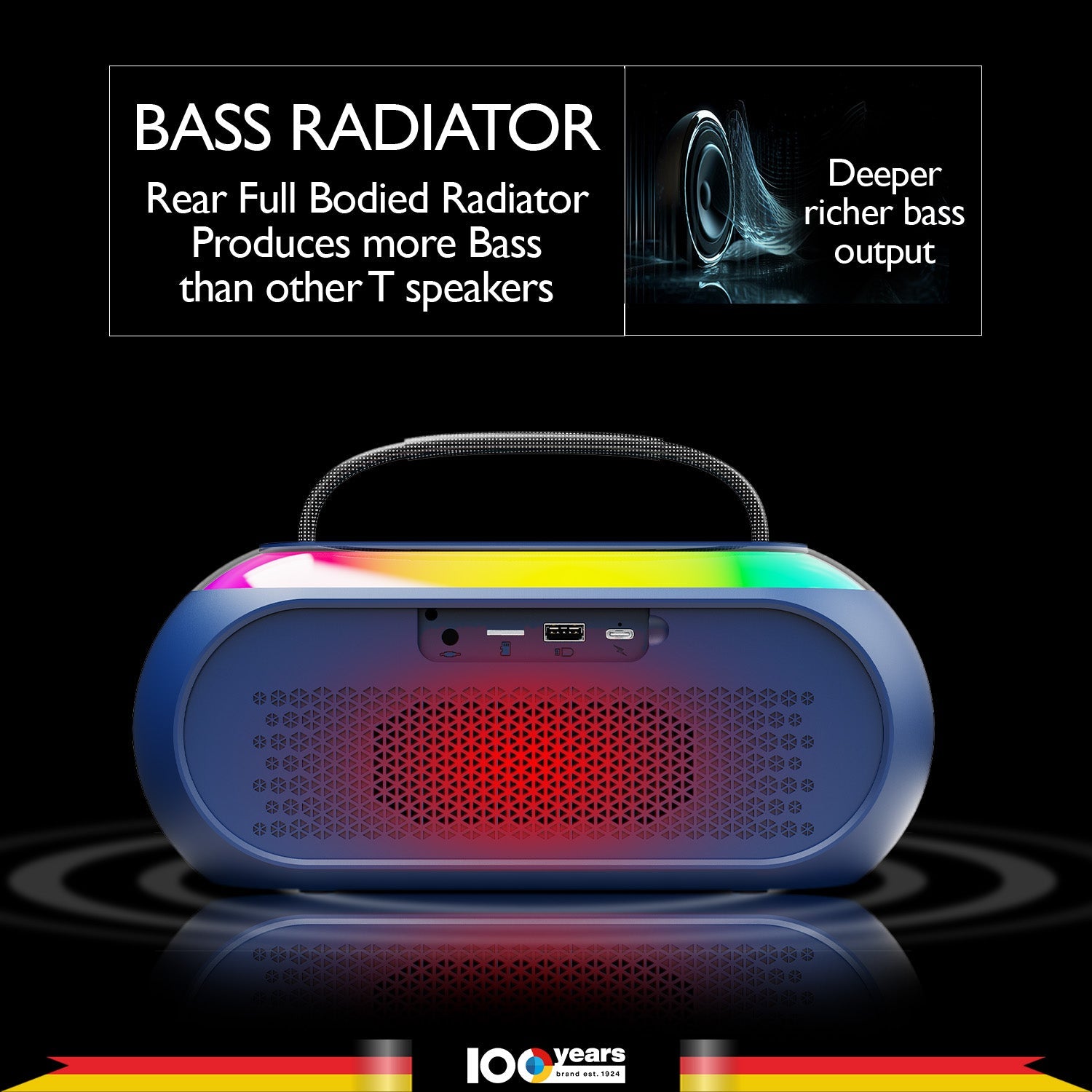 Atomik Kolors Boombox Portable Party Speaker (Blue)-5