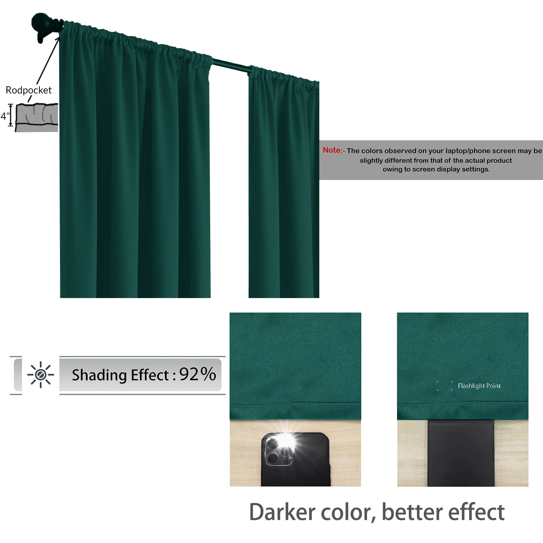 Fort Essential - Rod Pocket Blackout Curtain (Rama Green)-2