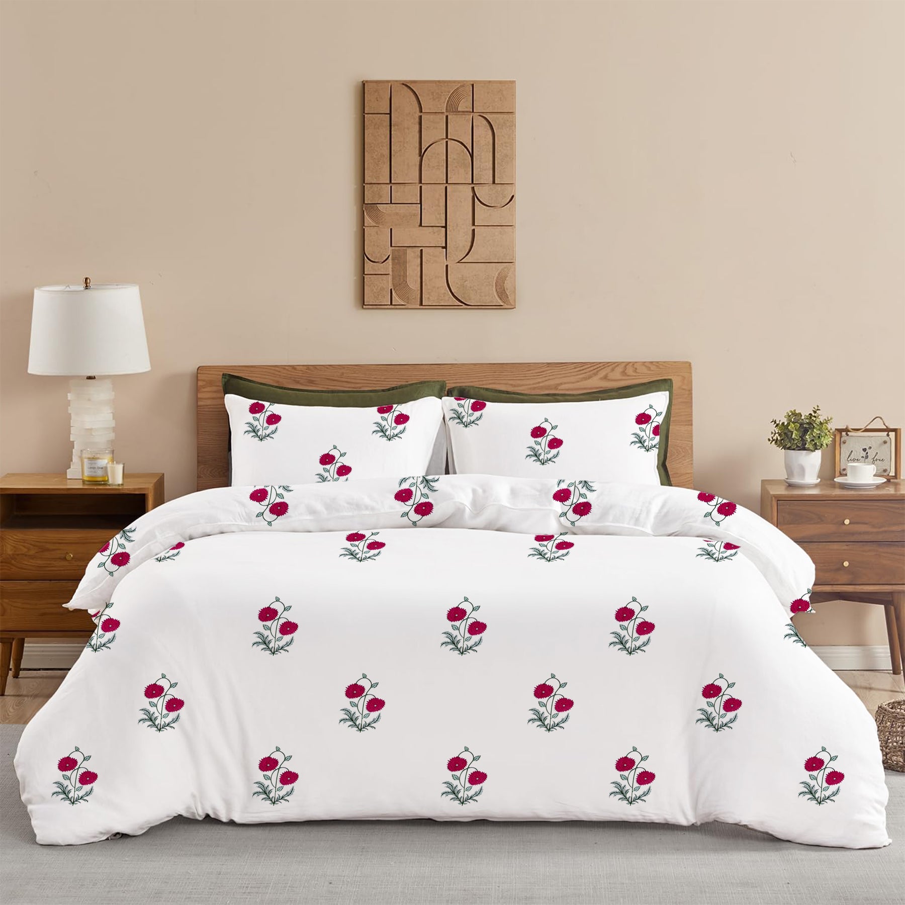 Imprimer Vignette - Rose Printed Duvet Cover (Red)-1