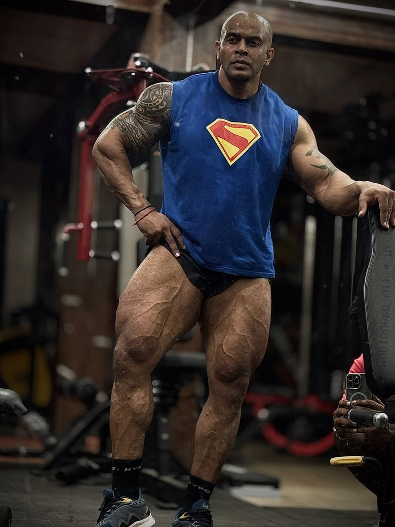 Royal Blue - T104 - Super Man - Crop Cut-Offs
