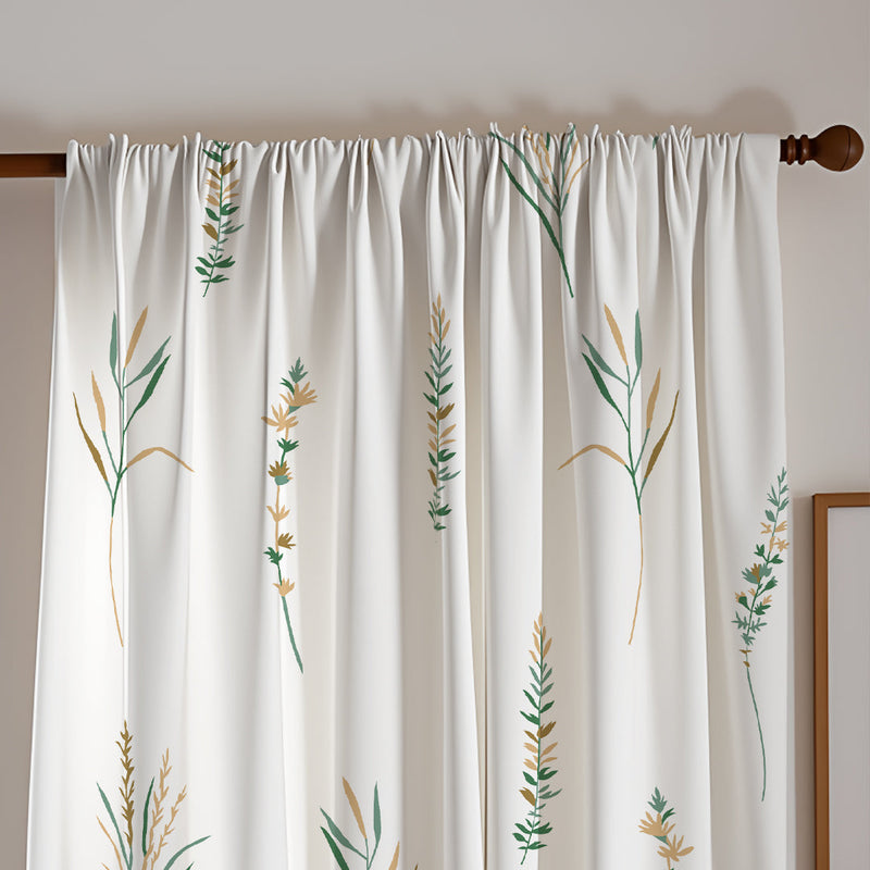 Leafscape Yellow & Green - Printed Rod Pocket Duck Curtain-2
