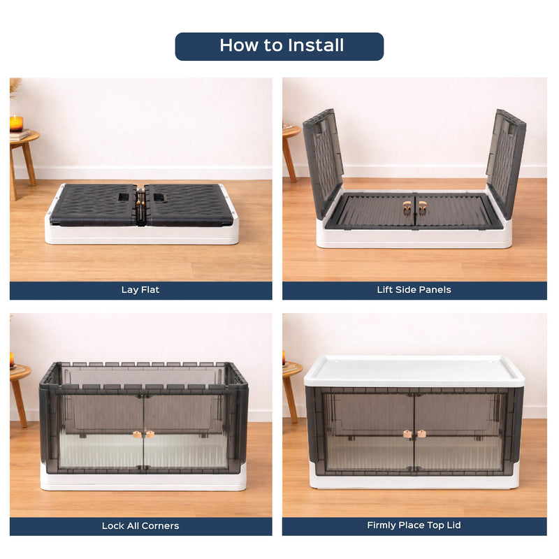 Rollin Stacker / Foldable Storage Box with Wheels (Large)
