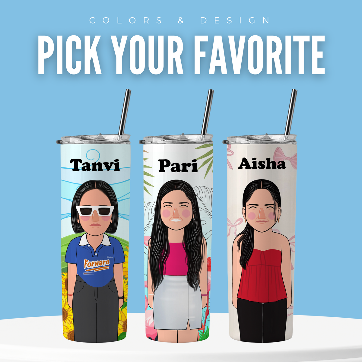 Personalized Stainless Steel Tumbler With Free Steel Straw