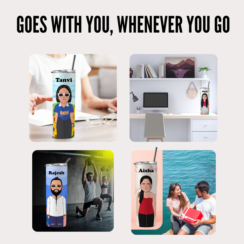 Personalized Stainless Steel Tumbler With Free Steel Straw