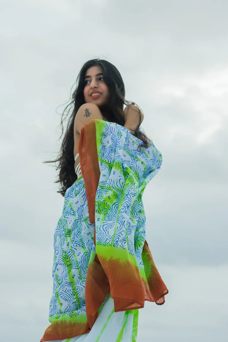 Mul Cotton Saree | Earth & Water-2