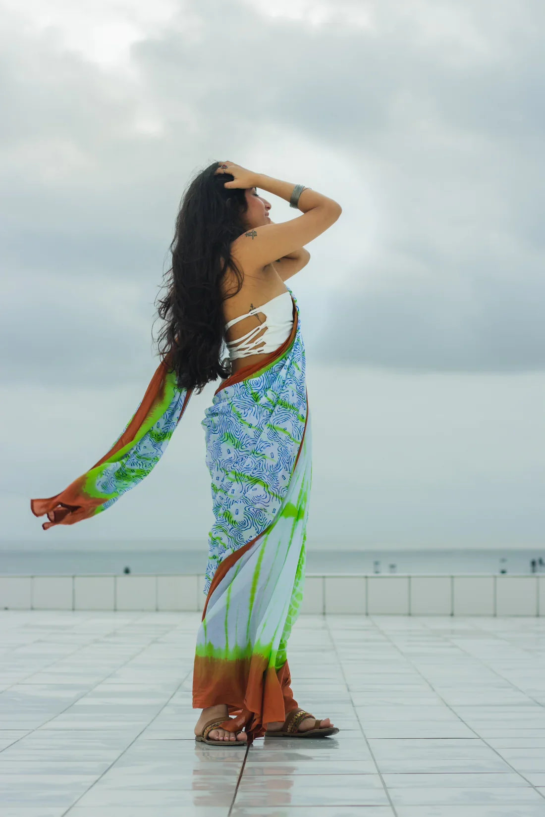 Mul Cotton Saree | Earth & Water-1