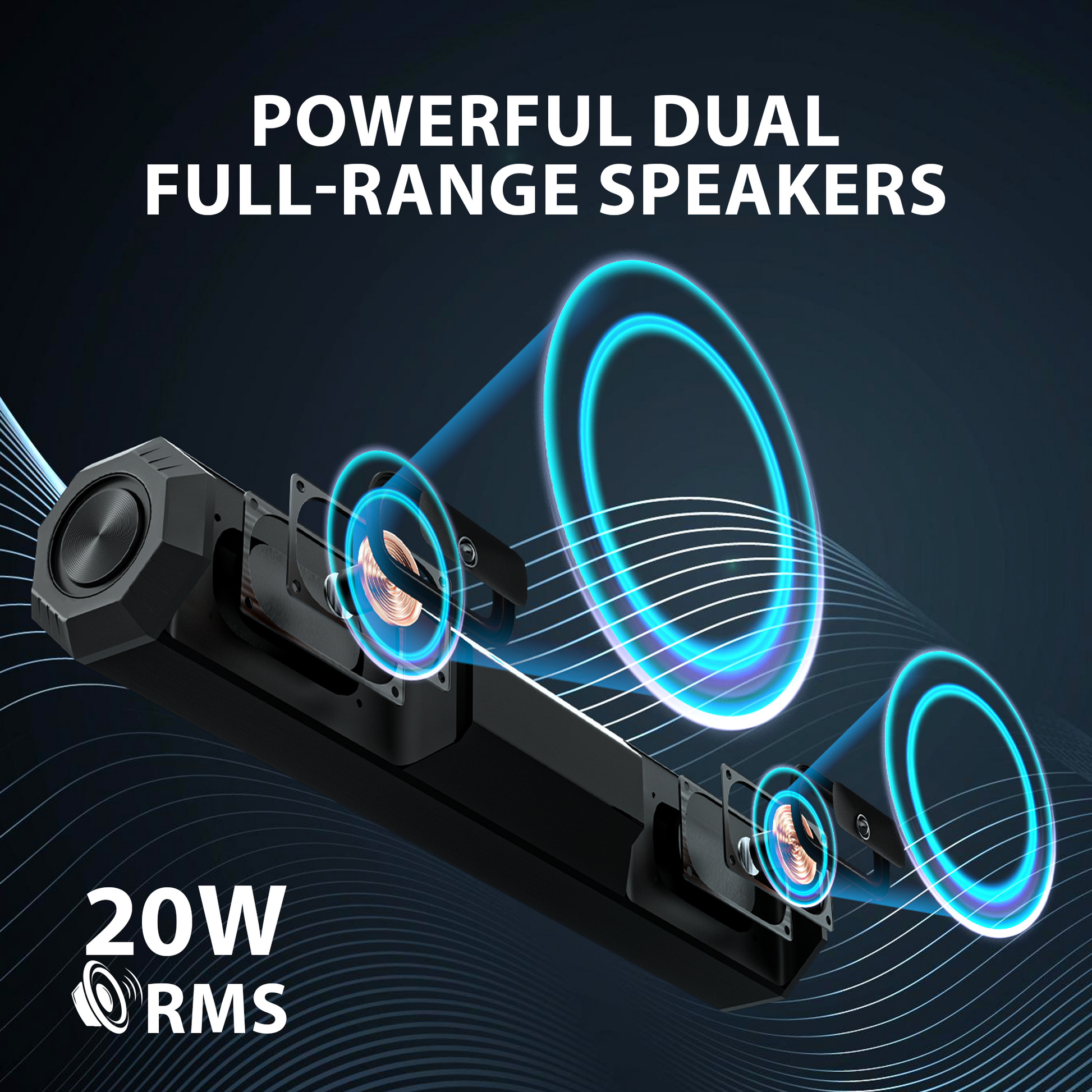 SBA20+ 20W Wireless Bluetooth Soundbar-3