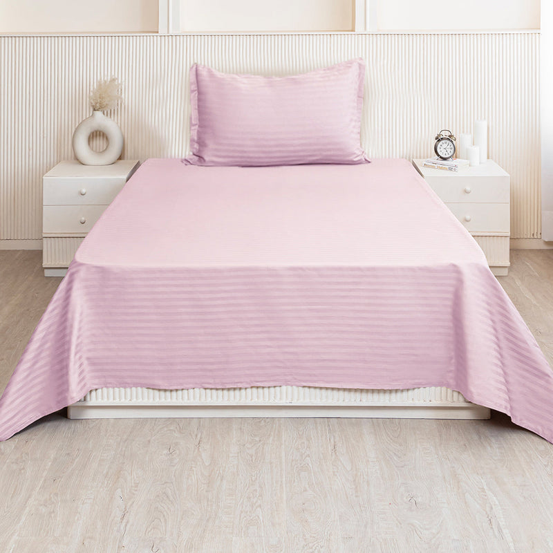Breton Nap - Satin Stripes Bedsheet (Baby Pink)-3