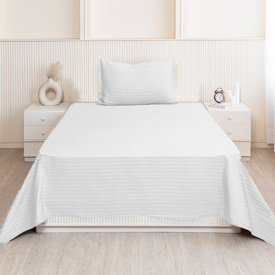 Breton Nap - Satin Stripes Bedsheet (White)-3