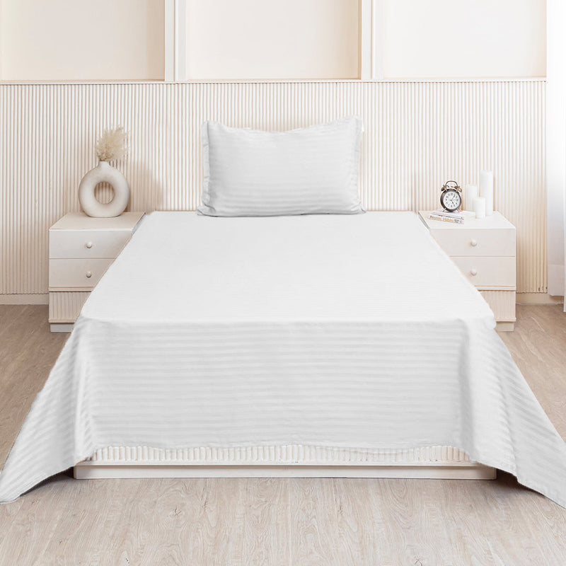 Breton Nap - Satin Stripes Bedsheet (White)-3