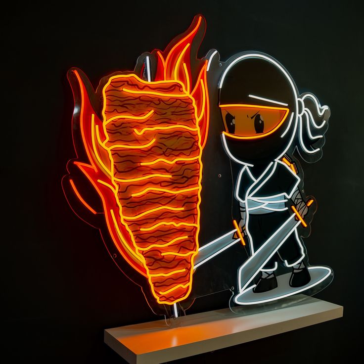 Ninja Shawarma Neon Sign – LED Döner Kebab Wall Light for Restaurant & Fast Food-2
