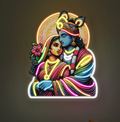 Radha Krishna Neon Wall Art – Divine LED Spiritual Home Décor | Neon Signs India — Image 3