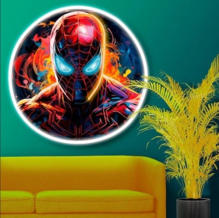Spider Hero Neon Glow Wall Art – LED Anime Superhero Light Sign | Neon Signs India — Image 1