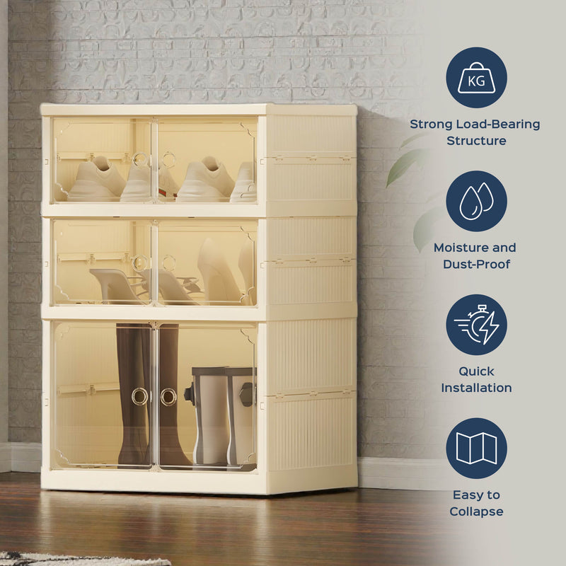 Shoe Stack Foldable Shoe Storage with Wheels